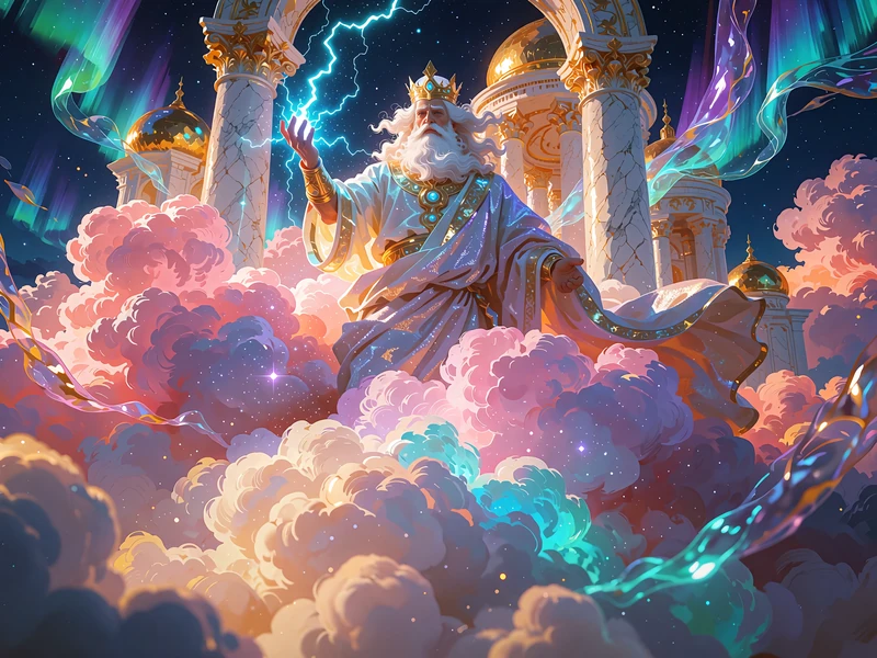 Gates of Olympus-slot: sk&aelig;gget himmelgud med lyn foran marmortempel, en popul&aelig;r slot i Winnas kryptocasino